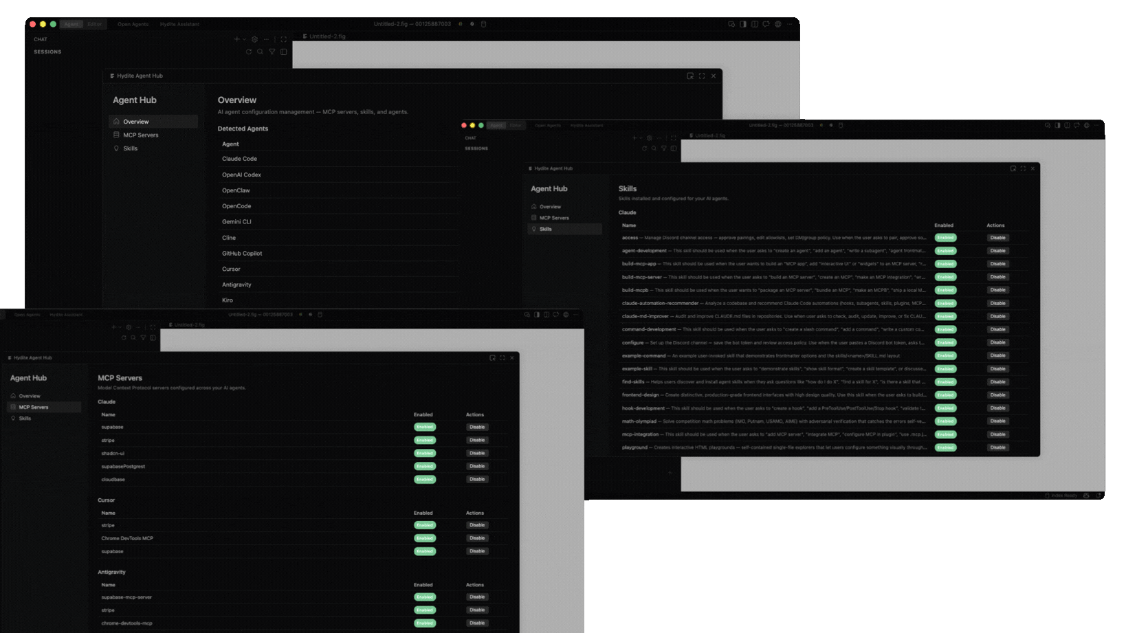 Agent Hub running multiple agents in parallel